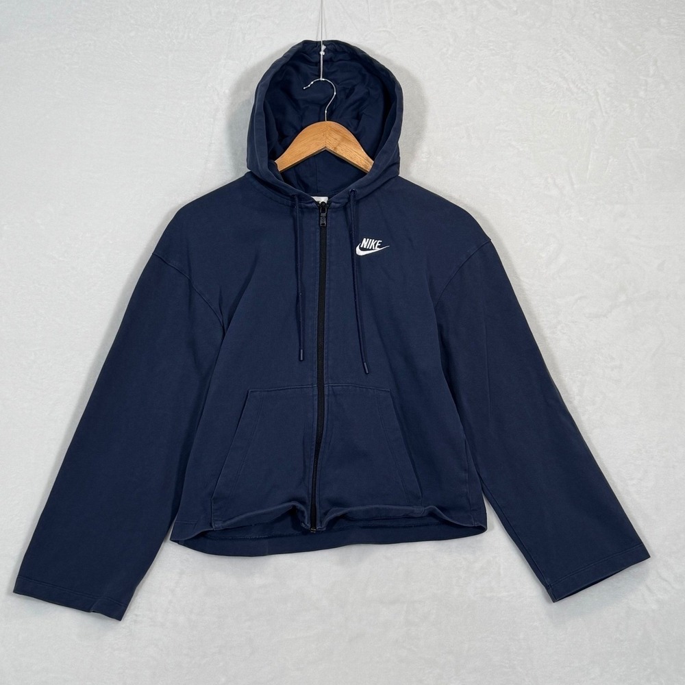 Nike Navy Blue Full Zip Cropped Hoodie XS
